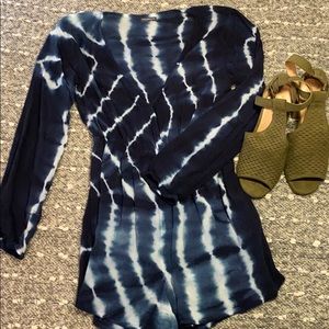 Blue & White Tie Dye Romper